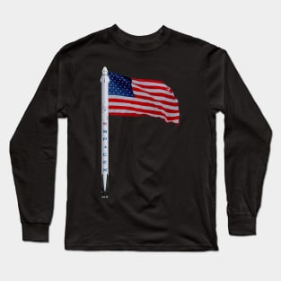 American Flag Falcon Rocket Launch America Long Sleeve T-Shirt